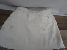 Women's White Distressed Skirt Jean Skirt Size M Casual