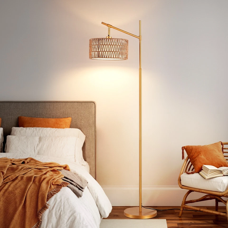 EDISHIN 63.7''Arched/arc Rattan Floor Lamp With Bulb And Remote Control Included - Image 3 of 4