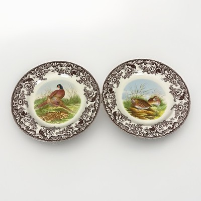 Spode Woodland 10.5'' Dinner Plates Pheasant & Quail Pair Wall Decor Set England