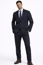 Kenneth Cole Reaction Mens Suit Coat Pants New Navy Blue 40L 33 X 32 Techni Cole