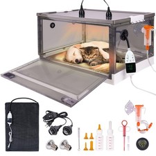 Puppy Incubator with Heating and Oxygenator, 85L, White Grey Transparent