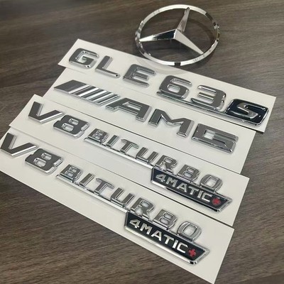 Mercedes Benz W166 GLE63s AMG V8 Biturbo 4matic+ Auto Embleme Aufkleber Silber