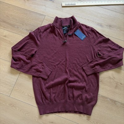 NWT Daniel Hechter Paris Quarter Zip Men s Size Medium cotton Cashmere Maroon