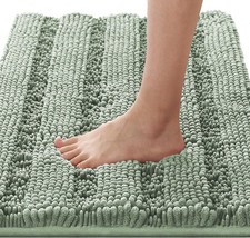 Sage Chenille Bath Rug 20x32 Non Slip Soft Absorbent Shaggy Bathroom Mat