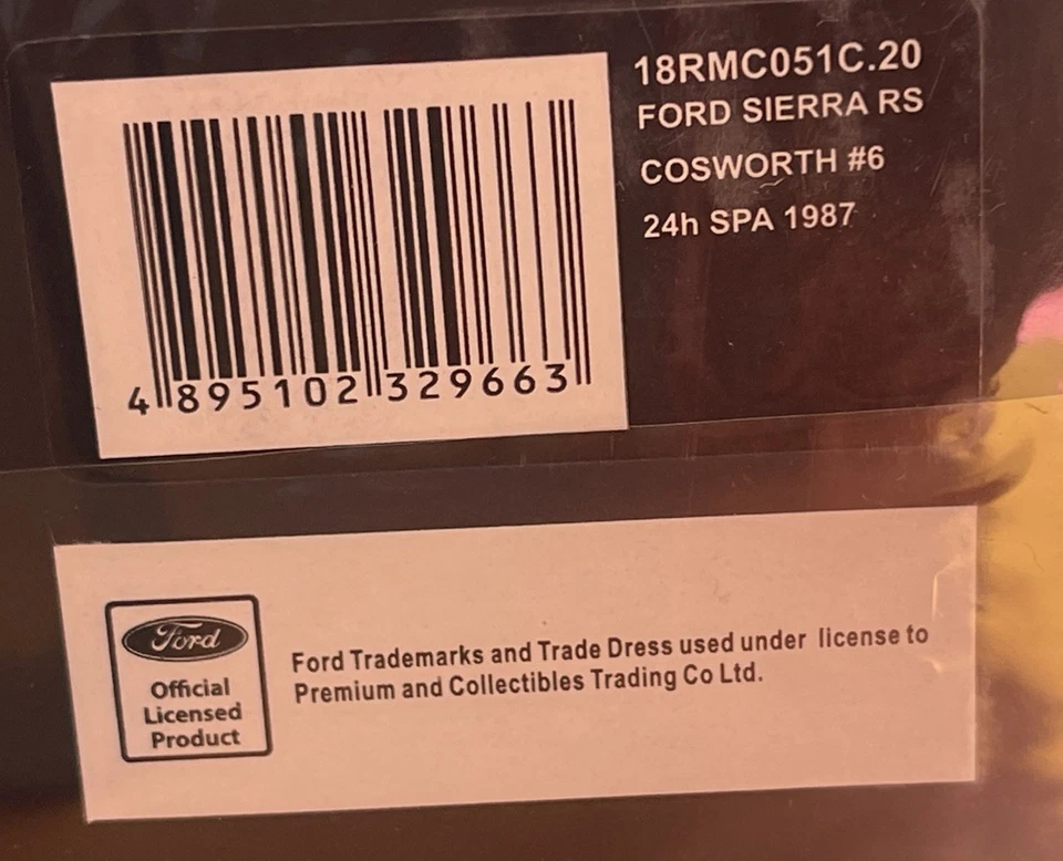 Modelo Ford Sierra RS Cosworth Touring Car 24 horas SPA 1987 Soper IXO 18RMC051C 1:18 Foto 4 de 4