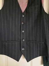 New house of Cavani Navy Blue Striped Regular Fit Waistcoat Size 38"