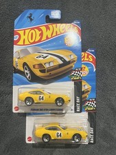 2026 Hot Wheels Yellow Ferrari 365 GTB4 Competizione Mainline Lot Of 2