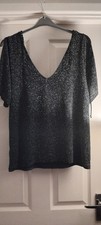 Peacocks Women's Party Top Evening Size 16 Sparkly BLACK