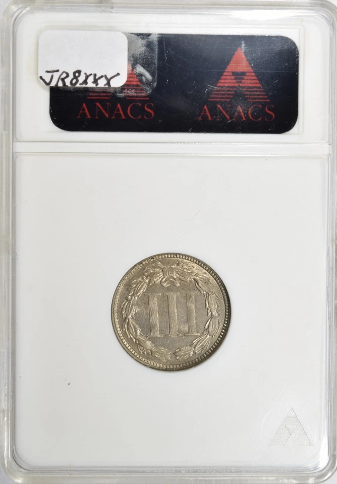 1865 THREE CENT NICKEL ~ RARE "GENERATION 2" ANACS SLAB! ANACS MS62! - Image 2 of 4