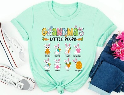 Personalized Grandma  39 s Little Peeps Easter Shirt  Custom Kids Names