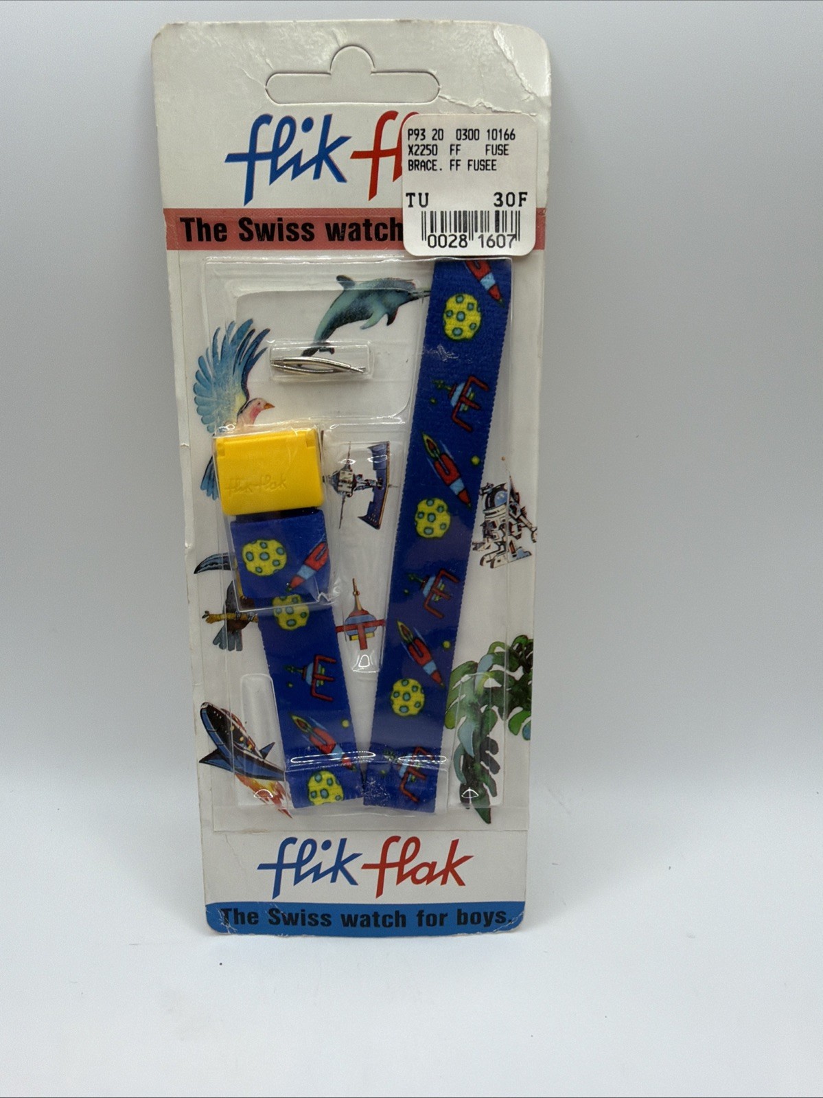 Bracelet Flik Flak Fusée bleu montre enfant tissu rechange 14mm