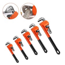 Heavy Duty Adjustable Pipe Wrench 8/10/15" Plastic Coated Plumbing Spanner Tool