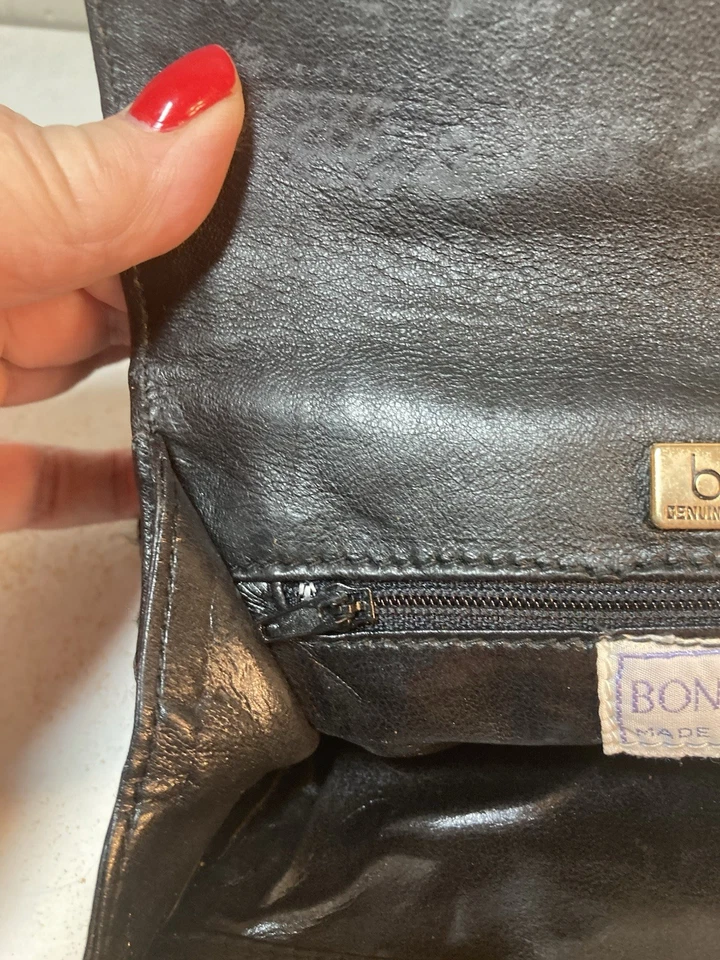 Braccialini BONWIT  TELLER  Brass Crochet Weave Crossbody Bag Blk Leather Italy - Image 3 of 4