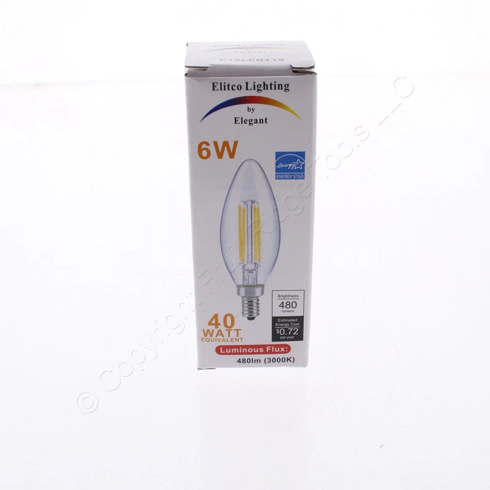 Elegant E12LED115 LED E12 Candelabra Blunt Tip 3000K 6W 10 Pack - Image 4 of 4