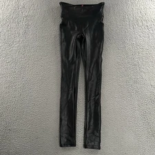 Spanx Womens Leggings Black Size XS Low Rise Ankle Faux Leather Nylon Blend
