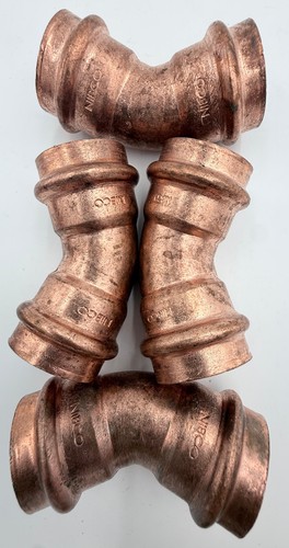 NIBCO 1" Copper Press 45° Elbow PC606 Press x Press Lot of 4