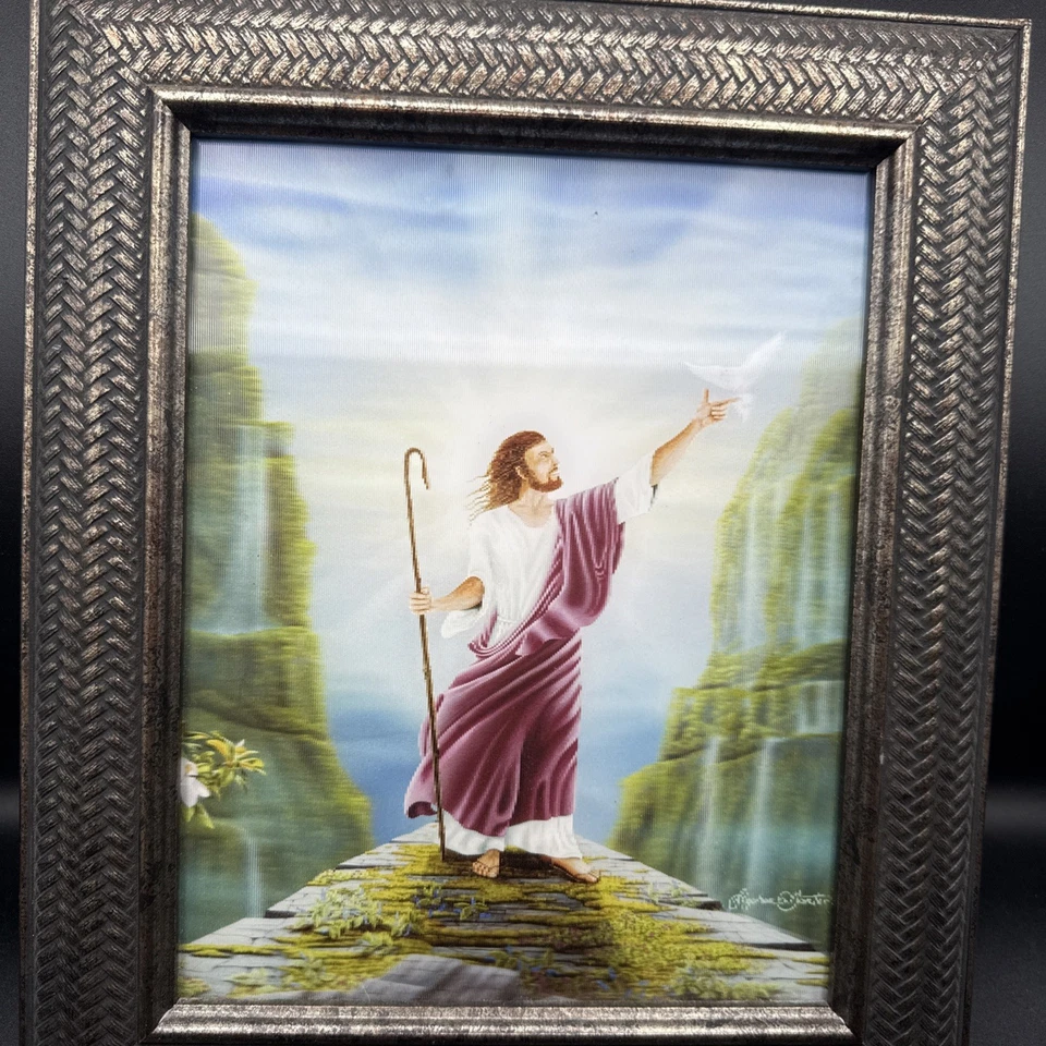 Jesús Lenticular Holográfico 3D Por Stephen O. Gunter 8x10, Marco Profesional Foto 4 de 4