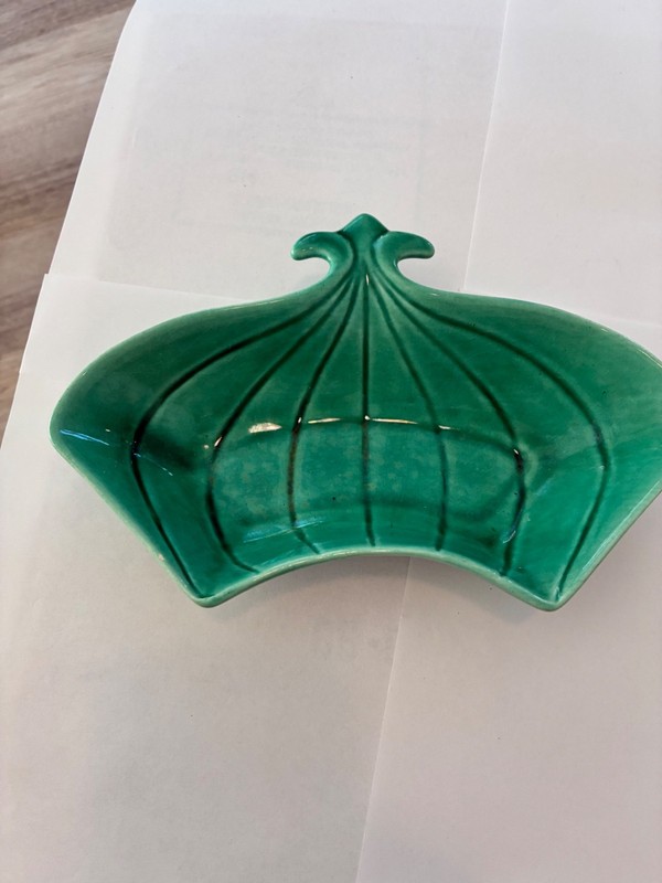 S/2 Vtg MCM California D :102 USA Trinket Pottery Dish Turquoise/ Teal