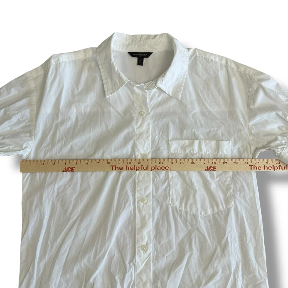 Vestido Camisa Banana Republic Blanco Algodón Popelina Para Mujer’s L Midi Botón Delantero Foto 3 de 4
