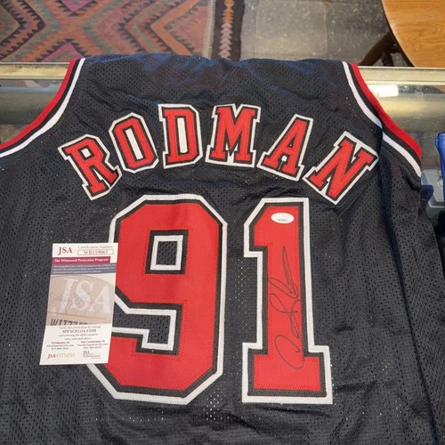 Dennis Rodman Custom Signed Jersey #91 NBA Basketball Chicago Bulls JSA COA 🏀