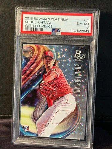 2018 Bowman Platinum ICE FOIL #34 Shohei Ohtani With Glove RC Rookie PSA 8 SP
