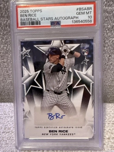Ben Rice RC PSA 10 2025 Topps Baseball Stars Auto Series 2 Yankees #BSA-BR 5921