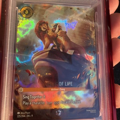2025 DISNEY LORCANA EN 9-FABLED ENCHANTED #225 CIRCLE OF LIFE PSA