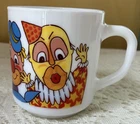 Vintage Aracopal Milk Glass Clown Mug France Great Condition Rare Find !
