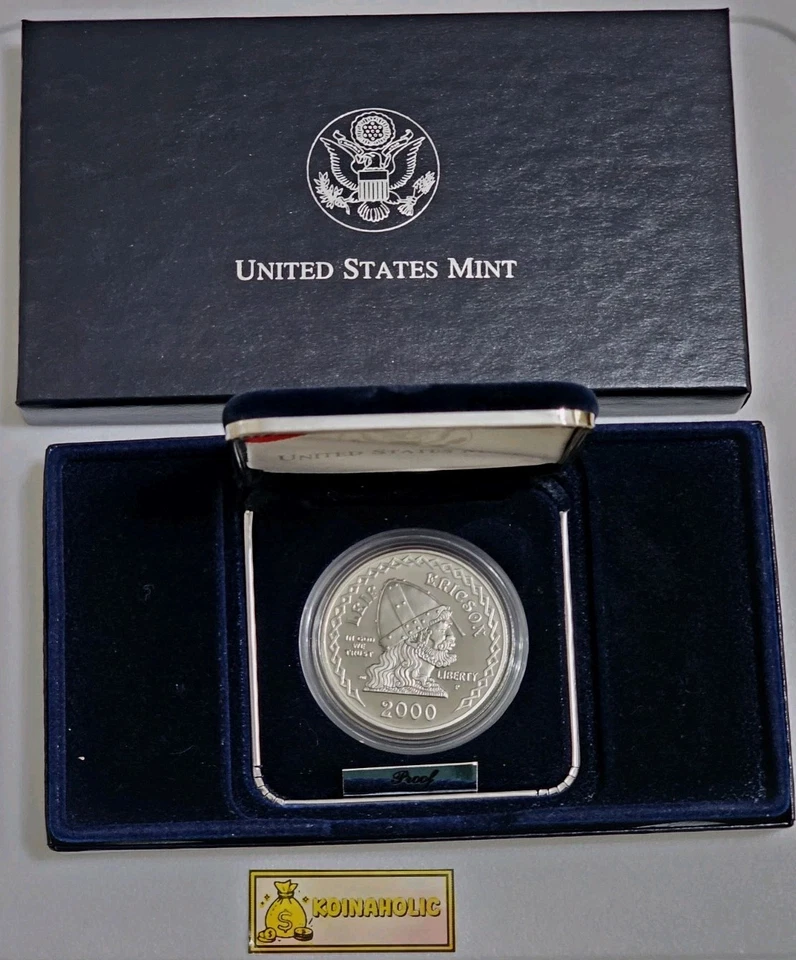 2000 Leif Ericson Viking Millenium Proof 90% Silver $1, With COA-OGP, Fast 🚢 - Image 2 of 4