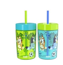 Zak Designs 2 Pack 16oz Tumbler Bluey Blue With Straw And Lid