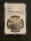 1882–S U.S. MORGAN SILVER DOLLAR - MS 62 - NGC GRADED!