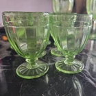 Vintage Green Depression Glass Dessert Cups Set of 7 Uranium Glass 3.25" Tall