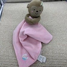 Carter's Satin Pink Monkey Sweet Cupcake Security Blanket Rattle Lovey