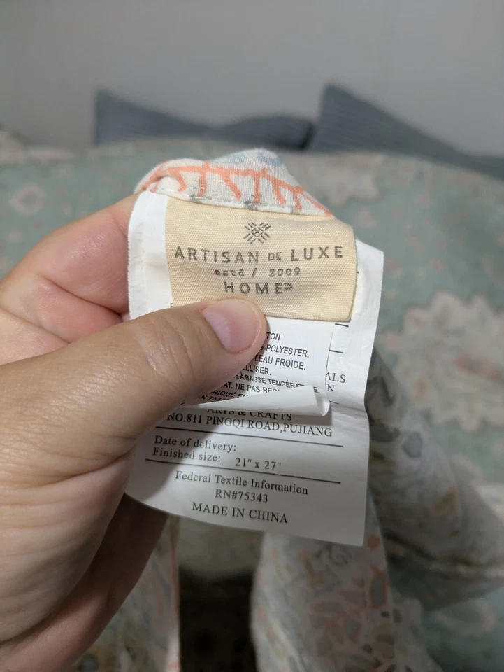 Edredón y fundas medallón rosa aguamarina talla Queen artesanal de lujo Foto 4 de 4