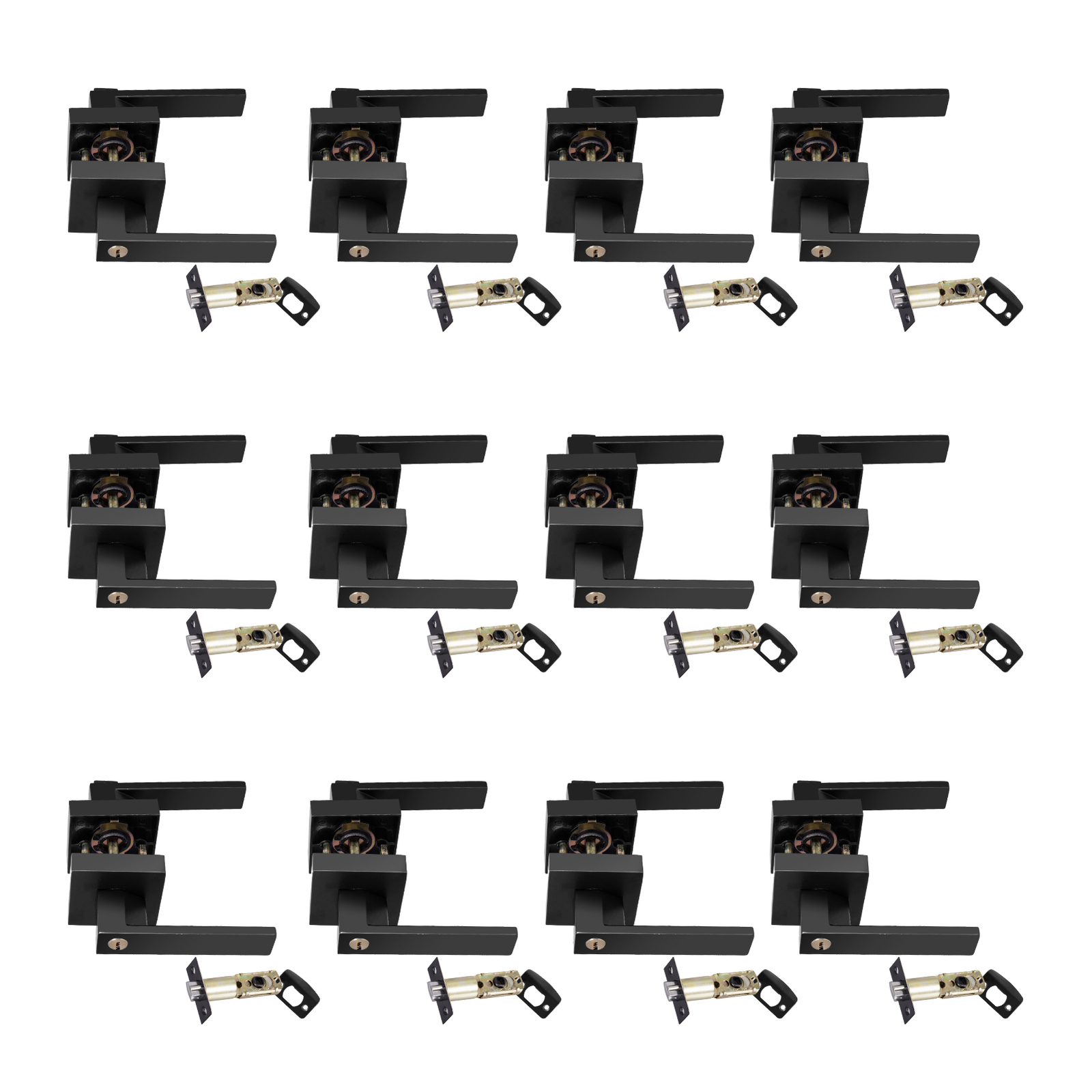 Interior Privacy Door Lever - Keyless Locking Reversible Door Handles - 12 Pack-image