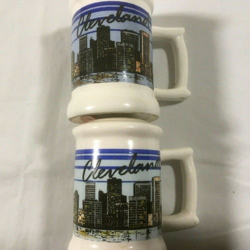Cleveland Downtown Panoramic Pepper Salt Lipco Shakers And Vintage Ceramic Set - Picture 6 of 6