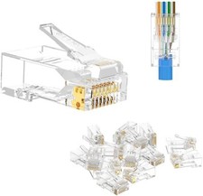 RJ45 UTP GOLD PLATED PASSTHROUGH CAT5e NETWORK CABLE CONNECTOR WHOLESALE UK