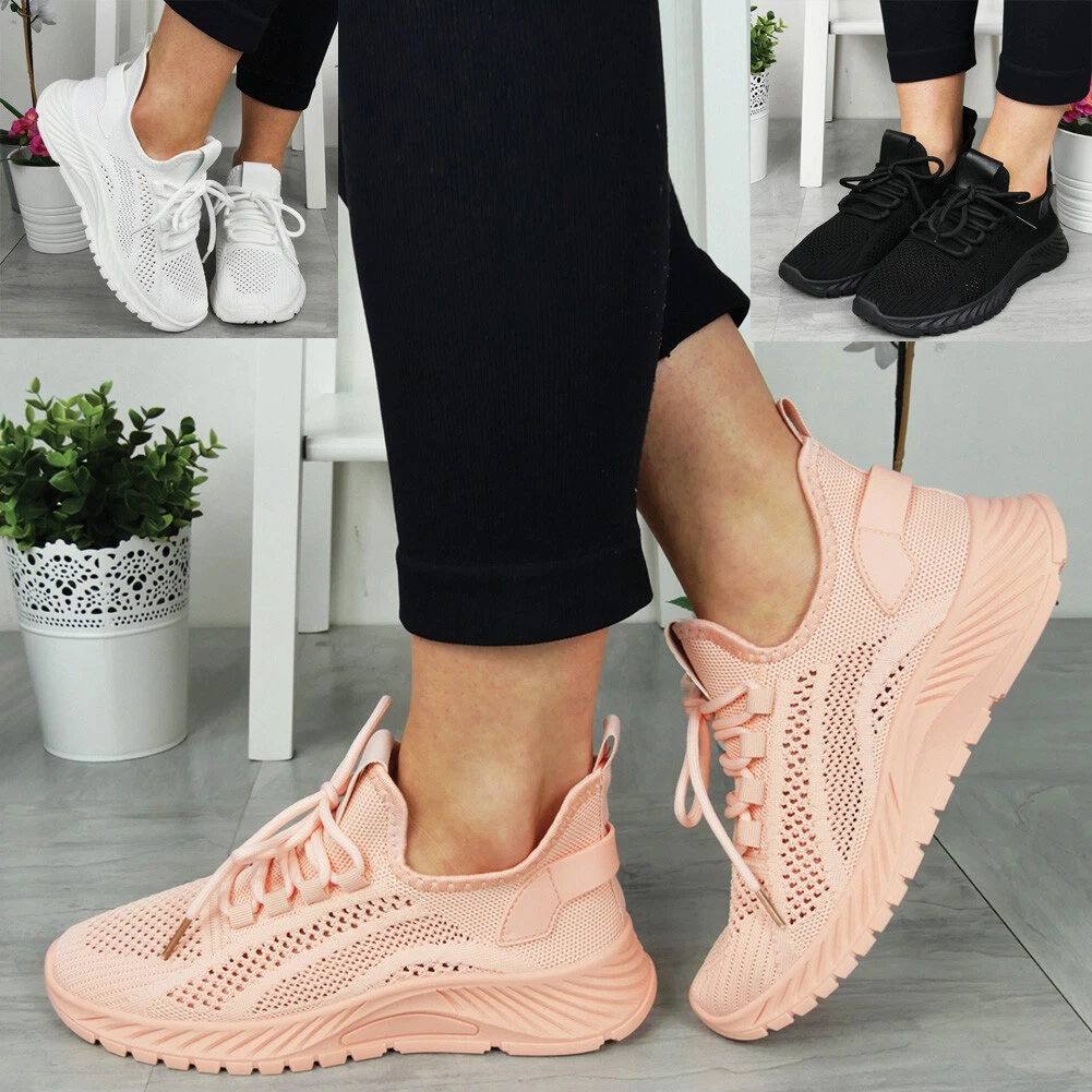 Womens Running Trainers Ladies Jogging Lace Up Sneakers Slip On Gym Comfy Shoes