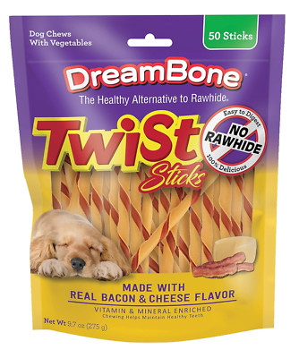 Dreambone Chicken & Vegetable Twist Sticks Rawhide Free Treats for Dogs 50 Count