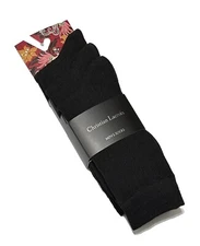 Christian Lacroix 3-Pair Men's Ribbed Crew Socks  Shoe Size 8-12   Black