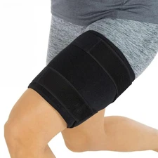 Vive Thigh Brace - Adjustable Compression Sleeve Support - Hamstring & Quad Wrap