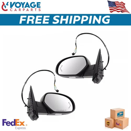 Mirrors Set Power Heated Signal Puddle Left & Right Side For 2007-2014 Chevy GMC