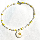 Handmade Daisy Flower and White Beads Chain Necklace For Women Jewelry
