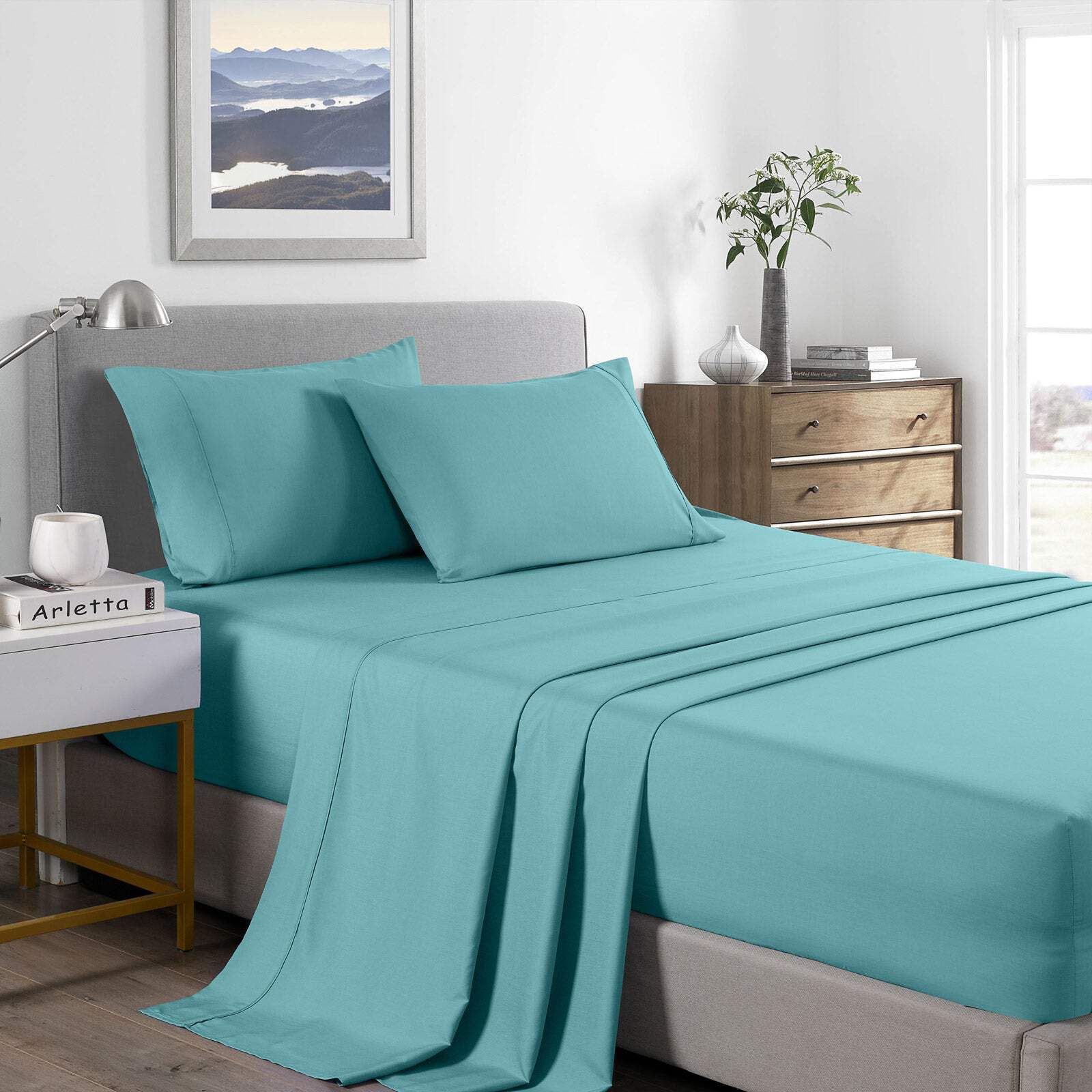 NNEDSZ 2000TC Bamboo Cooling Sheet Set - Ultra Soft Breathable Bedding