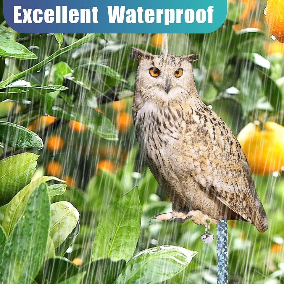5 Pack Owl to Keep Birds Away Decoy Scare Fake Owl Reflective Hanging ...