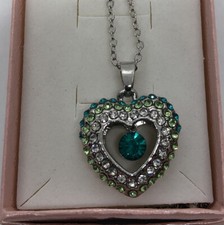 18 Karat Gold Plated Heart Rhinestone Necklace   