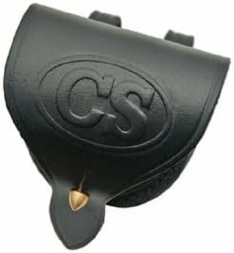 3.5" x 2" x 5" CS Black Leather Cap Pouch With Belt Loops New