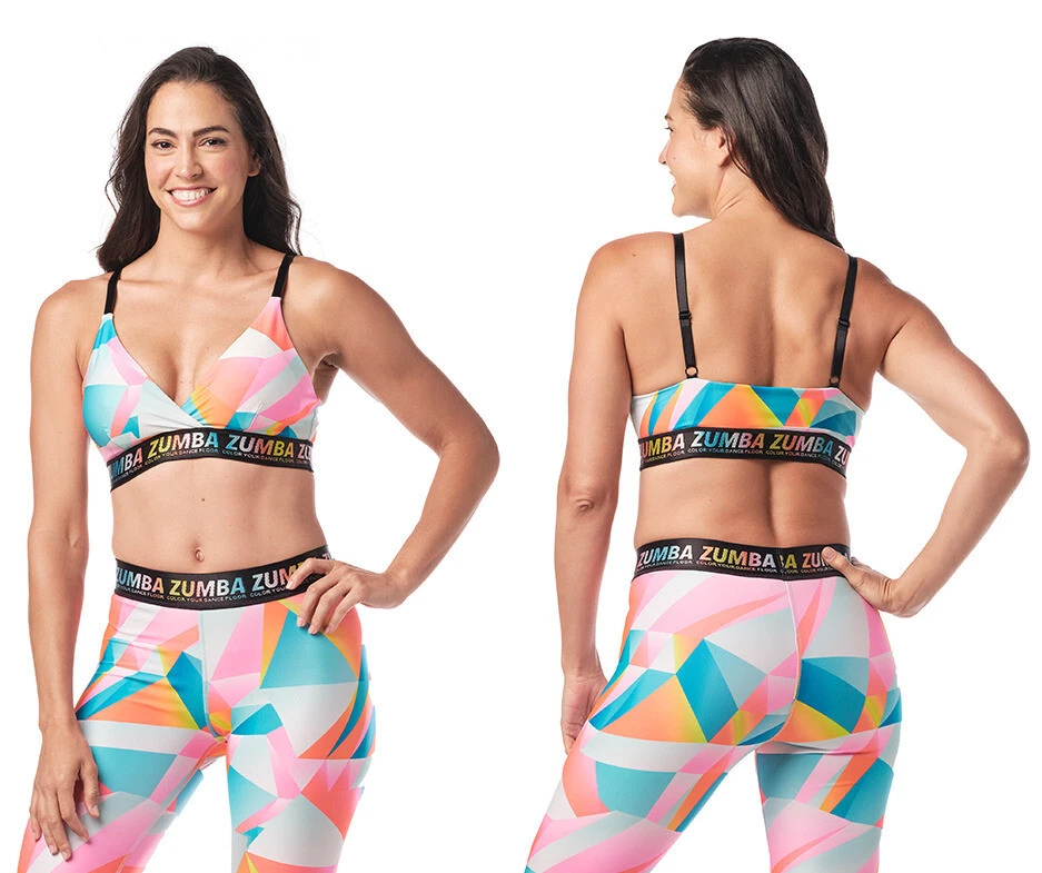 Zumba Color Your Dance Floor Bra Multi XS Small Medium Large XL New