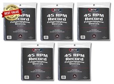 500 BCW 45 RPM Record Sleeves Clear Poly Bag Protectors 7 3/8 x 7 5/8 Acid Free