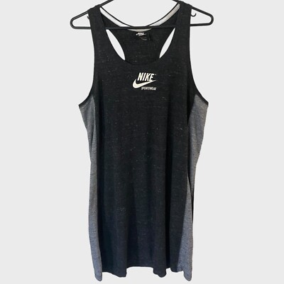 Nike Sportswear Tank Top Dress Womens Large Black Grey Sleeveless  Athletic Gym
